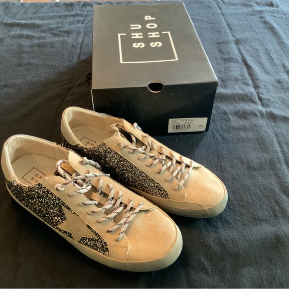 ShuShop Shoes - Shu Shop Glitter Star Slip On Sneakers 8.5